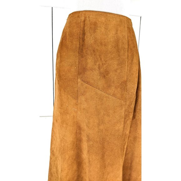 Vintage Avon tan brown suede leather aline long maxi skirt - Picture 5 of 8